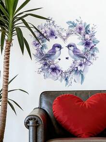 1片装多尺寸PVC可移除墙贴，情人节装饰墙贴，浪漫玫瑰花、爱心、接吻情侣、优雅羽毛爱心、节日氛围酒杯和巧克力图案，适用于卧室、客厅、书房、餐厅、浴室、家居墙面装饰、房间装饰 - 彩色 - 查看 8