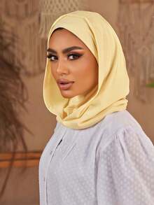1件装女士纯色简约百搭穆斯林速戴头巾，套头式设计，方便快捷佩戴，简约休闲优雅经典百搭，一体式帽衬围巾，舒适透气面料，适合搭配头巾服饰，日常穿着。 - 一體式 - 查看 19