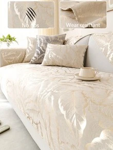 1pc Comfortable Chenille Sofa Cushion Cover, All Season Modern Simple Non-Slip Sofa Seat Pad, Dust-Proof And Washable Sofa Slipcover, Soft And Colorfast, Pet-Friendly Protector Fit For Bedroom, Office, Living Room Combination Furniture, L-Shaped Sofa And 1/2/3/4 Seat Sofa - Beige - View 2