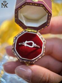 SYMFNY 1pc 925 Sterling Silver Fashionable Infinity Knot Zirconia Open Ring, Adjustable, Stylish Jewelry, Suitable For Party And Daily Wear, Gift