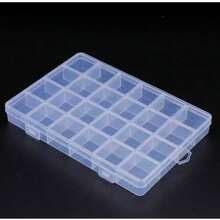 1个28格首饰盒，透明塑料耳环耳钉戒指收纳整理盒，房间装饰 - 彩色 - 查看 10