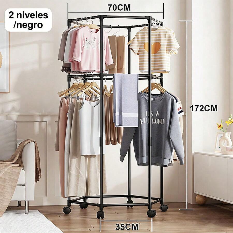 Tendedero sencillo para uso doméstico: tendedero de suelo para dormitorio o balcón, con barra de secado multiángulo de gran capacidad y perchero multifuncional reforzado Tendedero hexagonal giratorio multifuncional fácil de instalar, tendedero para colgar y perchero.