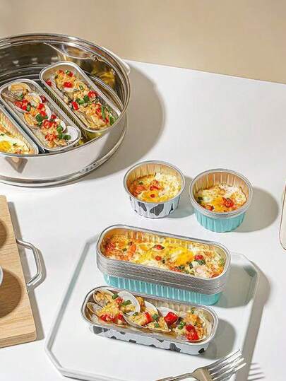 5/50 יחידות קערות נייר אלומיניום רב פעמיות לטיגון אוויר - תבניות אפייה עמידות בחום מרדיד אלומיניום, מגשי נייר אלומיניום נון-סטיק, קערות נייר אלומיניום ניידות נון-סטיק לפודינג ועוגה, מגשים מלבניים לקישוטי מסיבות, מגשים עמידים | צלחות ומגשים | מגשי אוכל | צלחות בופה | צלחות | ציוד למסיבות | כלי שולחן חד פעמיים | אריזות נקניקיות, מתאים לעוגות, בשרים, פירות ים, פיקניקים, קמפינג, בית, מטיגון אוויר, תנורים, גרילים, מלונות ומסעדות