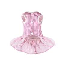 Dog Dress Plaid With Bowknot Cute Dress For Small Dog Cat Puppy Outfits With Harness Leash( Pink,X-Small ),X-Small,Pink - 粉色 - 查看 3