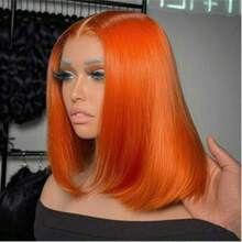 8-36英寸 180%密度 13X4 高清蕾丝前假发 直发 巴西人发混纺假发 自然色 13X4 全蕾丝边缘预拔毛蕾丝假发 带婴儿发 耳到耳瑞士高清蕾丝，打造自然外观 即戴即走 无胶假发 人发混纺 姜橙色 350 - S350 - 查看 2