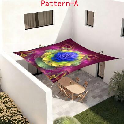 1pc 2D Digital Print Sun Shade Cloth, 5 Different Bohemian Pattern Styles, Features Include Printed Pattern, Windproof, Detachable, Lightweight, Semi-Shading, Dustproof, Durable