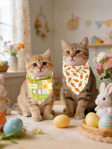 2件装复活节宠物围巾，狗狗口水巾，兔子、鸡蛋、胡萝卜图案，可调节尺寸，宠物围巾，宠物领巾，宠物日常穿搭拍照道具，复活节彩蛋寻宝派对用品，复活节快乐装饰，复活节兔子装饰，狗狗用品，宠物用品，猫咪配件，狗狗用品，送给爱狗人士的完美复活节礼物 - 彩色 - 查看 10