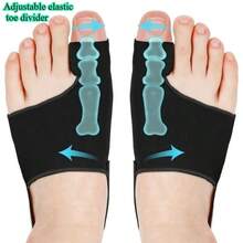 2 piezas Separador de dedos del pie ajustable y elástico, separador de dedos del pie y pulgar unisex con almohadillas de gel - Para comodidad del pie - Uso nocturno, senderismo, camping - Herramienta de cuidado de los pies para hombres y mujeres, regalo perfecto para Navidad y Año Nuevo - Negro - Ver 7