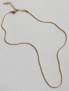 1 Stück 18K vergoldete Edelstahl Schlangenkette Halskette, minimalistisch goldene Halskette, runde Schlangenkette Halskette, Geschenk für Frauen - Gold 40+5cm - Übersicht 4