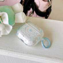 Minimalist Blue Line Star Hanging Ring Earphone Case Compatible With AirPods Pro 2, Cute Apple 4 Minimalist 3 New 1/2 Generation Earphone Case For Women