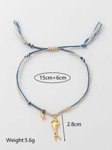 1pcINS Fashion Stainless Steel Paired With A Heart-Shaped Goddess Crescent Pentagram Pendant Woven Rope Bracelet, Electroplated With 18k Gold, Showcasing Feminine Charm, Waterproof And Sweat Resistant, Suitable For Valentine's Day And Holiday Play, Daily Casual Wear. Ladies' Jewelry. - Multicolor - View 12