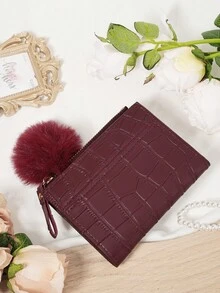 Portefeuille fin et léger, orné d'un pompon en fourrure, avec détails de lettres. Idéal comme cadeau d'anniversaire, de Noël, de Saint-Valentin ou pour les femmes et les jeunes filles. Parfait pour les voyages d'affaires, les anniversaires, la Saint-Valentin, ou comme cadeau pour une amoureuse. Convient également comme sac pour l'école, la chambre d'étudiant ou pour la rentrée scolaire. - Rouge foncé - Voir 9