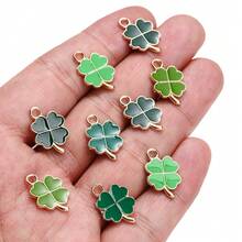 20pcs/Set Cute Green Four Leaf Clover Charms For DIY Bracelet Earrings Making Lucky Clovers Pendant Ornaments For St. Patrick's Day DIY Jewelry Making - Four-leaf Clover - View 7