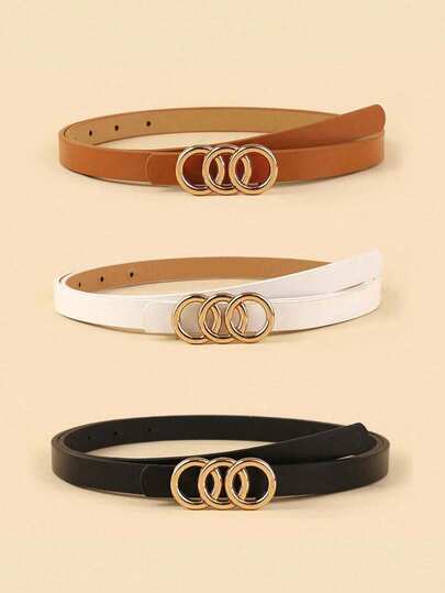 1 chiếc thắt lưng mỏng cho bé gái với khóa ba vòng - Thắt lưng trang trí thời trang và đa năng