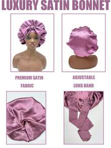 Silk Fabric Adjustable Drawstring Sleep Cap, Suitable For Women With Natural Curly Hair Hair Sleep Cap - Multicolor - View 5