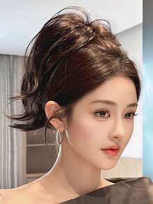 12 Inch Black & Brown Synthetic Mermaid Curly Hair Claw Ponytail Extensions, Create Elegant & Natural Hairstyles - Multicolor - View 8