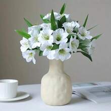 3 piezas de flores de narciso artificial, tallos flexibles, opciones de color blanco, rojo y champán, adecuadas para Pascua, Día de la Madre, Acción de Gracias, Día de San Valentín, decoración de jarrones, decoración de la sala de estar, centro de mesa - Multicolor - Ver 2