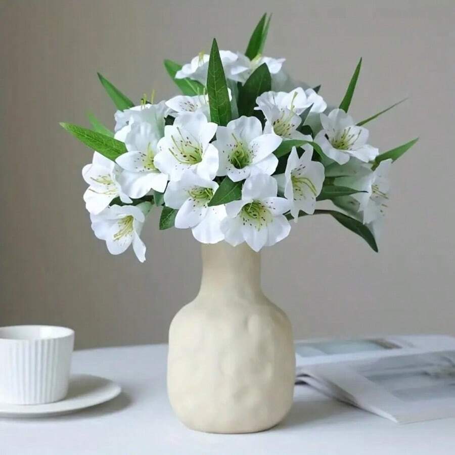 3 piezas de flores de narciso artificial, tallos flexibles, opciones de color blanco, rojo y champán, adecuadas para Pascua, Día de la Madre, Acción de Gracias, Día de San Valentín, decoración de jarrones, decoración de la sala de estar, centro de mesa