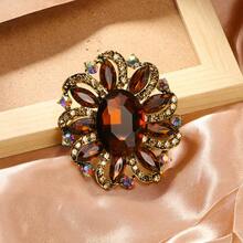 Fashion Creative Brooch Alloy Diamond Diamond Flower Crystal Glass Women's Clothing Accessories Corsage - HC0269黑色 - 查看 8