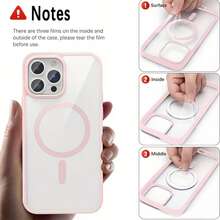 Hadaasi 1pc White Magnetic Acrylic Transparent Back TPU White Bumper Compatible With Powerful Wireless Fast Charging Lens Protection Full Body Shockproof Phone Case Compatible With Apple 17Pro/17ProMax/Air/17/16Pro/16ProMax/16Plus/16/16E/SE4/15Pro/15ProMax/15Plus/15/14Pro/14ProMax/14Plus/14/13Pro/13ProMax/13/12Pro/12ProMax/12/11ProMax/11/11Pro/XSMax/XR/XS/X And Galaxy S25Ultra/S25Plus/S25/S25Edge/S24Ultra/S24Plus/S24/A56/A36/A26/A55/A35/A25/A15 - White - View 9