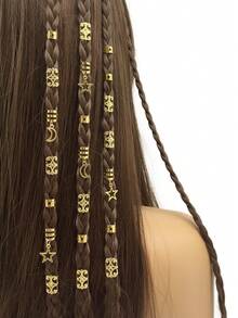 35pcs Stars And Moon Combo Dreadlock Hair Beads Jewelry Hair Rings Accessories Gifts For Girls And Women Dating Parties