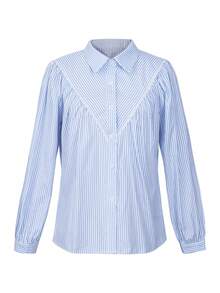 ii Women's Casual Stylish Striped Long Sleeve Shirt Spring - Blue - View 8