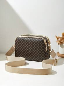 Fashionable New Printed Multi-Layer Crossbody Shoulder Bag, For Women - Khaki - View 5