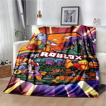 3D Cartoon R-Robloxs Game Flannel Blanket Soft Warm Throw Blanket For Bedroom Living Room Bed Travel Camping Picnic Gift(29).Jpg - White - View 1