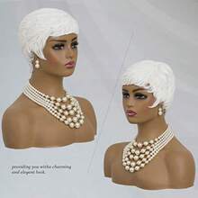 DShort White Pixie Wigs For Women Pixie Cut Wig Short Pixie Cut Wigs For Black Women Layered Synthetic Heat Resistant Pixie Wig For Party Cosplay Use - White - View 5