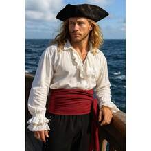 ThePirateDressing Pirate Medieval Renaissance Halloween Costume Large Sash,Red(LinenFabric - Red(LinenFabric - View 3
