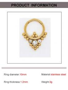 Hypoallergenic 316L Surgical Steel Nose Ring Septum Jewelry - 16G Hoop Earrings, Inlaid With CZ Zirconia, Suitable For Ear Cartilage/Helix Piercings | Unisex Body Jewelry Gift Set (Silver/18K Gold Plated), Women's Nose Rings, Nose Piercings, Septum Jewelry, Fake Piercings, Nose Studs, Imitation Piercings