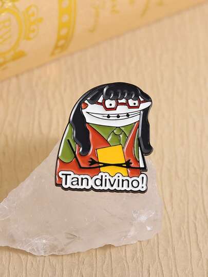 1 pieza Broche de esmalte con cita graciosa en español, accesorio de moda, joyería, regalo para amigos