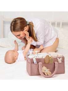 Estantería de almacenamiento de pañales para bebé, adecuada para mesas de cambio, puede almacenar pañales y toallitas, regalo ideal para madres primerizas, también aplicable para automóvil, guardería y almacenamiento portátil de pañales - Verde - Ver 8