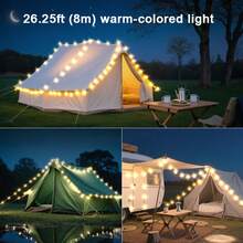 8m Fairy Lights - LED Camping Atmosphere Lights With 3 Modes (Flashing/Slow Flashing/Steady) And Main Light White Mode. Portable Camping Tent Atmosphere Light Strip, IP44 Lights, Suitable For Garden Decor, Indoor Decor, Christmas Decor - Warm White Light - View 12