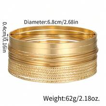 RINTOLER 14pcs Geometric Smooth Iron Bangle Set, Elegant Vintage Multi-Layer Closed Bangle Bracelet For Women, Diameter 6.8CM - ZJ10287-14 Bracelets - View 2