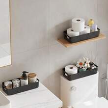 Lifewit Cesta de papel higinico verde con asa, paquete de 2 cestas de mimbre de plstico para inodoro, tapa de tanque para decoracin, organizador de almacenamiento de inodoro para bao - Verde - Ver 8