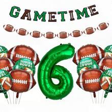 32" Green Number Foil Balloons, Football Pennant Flags, Football Shaped Balloons, Birthday Party Decorations - Green - View 15