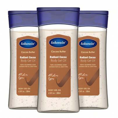 200ml/6.76oz Radiant Cocoa Body Gel Oil & Cocoa Butter Hydration - Transparent Deep Moisturizing For Dry, Itchy, Sensitive Light Beige - Post-Bath/Showers Hydration Lock, Suitable For All Light Beige Types, &, Unscented Gel