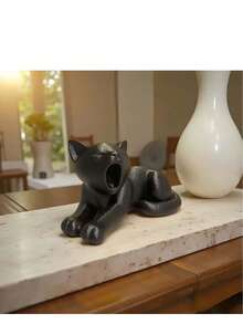 1pc Comfortable Open Mouth Sculpture, Modern Lazy Cat Resin Statue, Anime Theme Collector's Desktop Decoration, Su For Living Room, Office, Study, Bedroom, Ideal Gift For Pet Lovers, Christmas Valentine's Day New Year Home Decoration And Party Decor - Multicolor - View 7