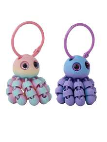 1/3/5pcs 3D Printed Ocean Animal Series Keychain, Creative Octopus Keyring Pendant Bag Charm Car Key Chain, Gift For Friends Birthday, Holiday, Daily - Multicolor - View 6