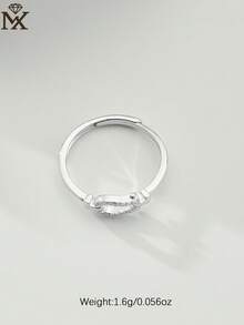SYMFNY 1pc 925 Sterling Silver Fashionable Infinity Knot Zirconia Open Ring, Adjustable, Stylish Jewelry, Suitable For Party And Daily Wear, Gift