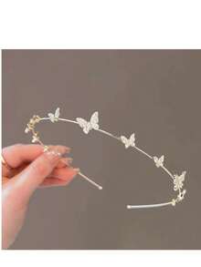 时尚法式蝴蝶发箍，优雅百搭的发饰，适合外出和洗脸时佩戴，镶钻发夹