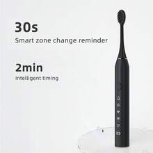 1pc Adult Electric Toothbrush With 8 Brush Heads, 5 Modes, IPX7 Waterproof, Long Battery Life, USB Rechargeable, Teeth Cleaning With Stand And Dust Cover - Black - View 7