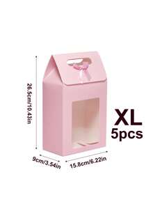 5/10pcs Pink Gift Boxes With Bows, Handheld Gift Boxes With Transparent Display Window, Suitable For Bridal Shower, Holiday Birthday Party Supplies, Back To School Gift Bags, Suitable For Small Business Classroom Gifts, Wedding Decoration Supplies - Pink - View 12
