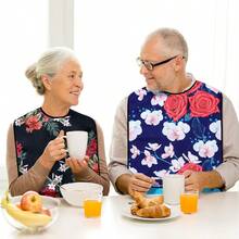 1条时尚成人围兜，防水、防油、防污，带碎屑收集器，可机洗，可调节按扣，项链图案，适合中年人、老年人、残疾人士和养老院人士使用，是贴心的完美礼物。