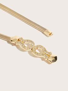 1条时尚优雅的弹力腰带，适合搭配连衣裙 - 金色 - 查看 3