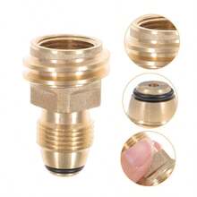 Hooshing丙烷罐适配器，可将POL液化石油气罐维修阀转换为QCC1/Type1软管或调压器，黄铜材质 - 彩色 - 查看 4