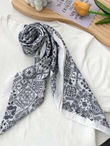 1pc Men's Fashion Classic Paisley & Cashew Flower Pattern 68cm Velvet Square Scarf/Shawl, Suitable For Casual Outings And Matching - A - View 6