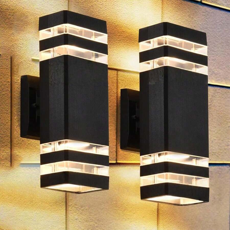 IP65 Waterproof LED Outdoor Wall Light, Crystal Acrylic Decorative Pattern, Square, E27 Socket For Customized Bulb, Home Lighting, Suitable For Outdoor Patio/Stairs/Street/Indoor/Garden/Living Room/Bedroom/Corridor/Hallway/Interior Wall/Exterior Wall - Outdoor Wall Lamp E27 Lamp Base Warm Light Kit - View 1