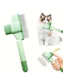 1pc Cat Grooming Comb, Self-Cleaning Flea Comb, Pet Deshedding Brush